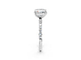 White gold 4 Carat Princess Cut  Solitaire Ring with Pave Band and Four Prong Setting_14