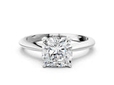 White gold 5 Carat Cushion Cut  Solitaire Engagement Ring with Classic Band and Four-Prong Setting