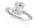White gold 5 Carat Emerald Cut Diamond Ring with Marquise and Round  Side Stones and Four-Prong Setting_25