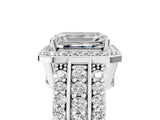 White gold 5 Carat Emerald Cut Halo  Ring with Split Shank and Four-Prong Setting_5