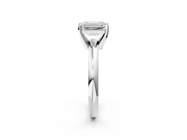 5 Carat Emerald Cut White gold Diamond Solitaire Engagement Ring with Round Band and Four-Prong Setting