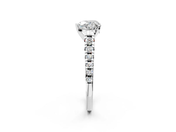 White gold 5 Carat Heart Cut Diamond Cathedral Solitaire Ring with Round  Pavé Band