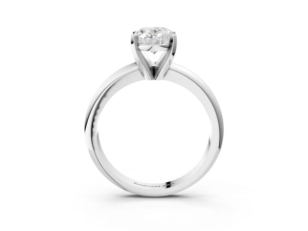 5 Carat Oval Cut White gold Diamond Solitaire Engagement Ring with Round Band and Four-Prong Setting