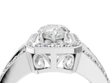 White gold 5 Carat Pear Cut Halo  Ring with Split Shank and Four-Prong Setting_4