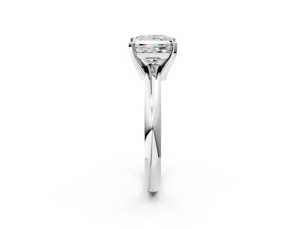 5 Carat Princess Cut White gold Diamond Solitaire Engagement Ring with Round Band and Four-Prong Setting