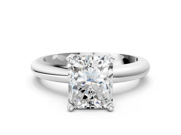 5 Carat Radiant Cut White gold Diamond Solitaire Engagement Ring with Round Band and Four-Prong Setting