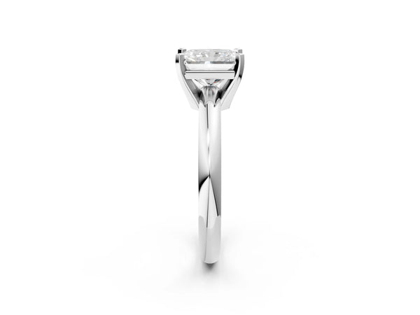 5 Carat Radiant Cut White gold Diamond Solitaire Engagement Ring with Round Band and Four-Prong Setting