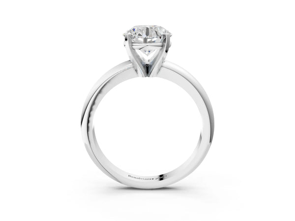 5 Carat Round Cut White gold Diamond Solitaire Engagement Ring with Round Band and Four-Prong Setting