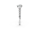 White gold 6 Carat Heart Cut  Solitaire Ring with Cathedral Setting and Pavé Band_2