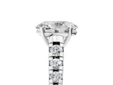 White gold 6 Carat Oval Cut  Solitaire Ring with Cathedral Setting and Pavé Band_5