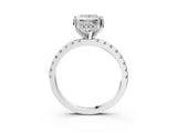 White gold 6 Carat Princess Cut  Solitaire Ring with Pavé Band and Four-Prong Setting_3