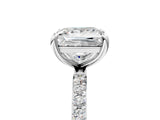 White gold 6 Carat Princess Cut  Solitaire Ring with Pave Band and Four Prong Setting_17