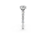 White gold 6 Carat Round Cut  Solitaire with Side Stones, Pave Band, Four-Prong Setting_14
