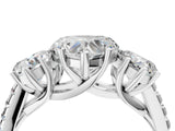 White gold 6 Carat Three-Stone Heart Cut  Ring with Pavé Band and Prong Setting_4