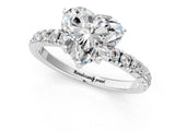 White gold 7 Carat Heart Cut  Pave Band Solitaire Ring with Four-Prong Setting_1