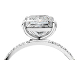 White gold 7 Carat Princess Cut  Solitaire Ring with Pave Band and Four Prong Setting_16