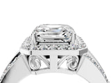 White gold 8 Carat Asscher Cut Halo  Ring with Split Shank and Four-Prong Setting_4