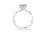 White gold 8 Carat Princess Cut  Solitaire Ring with Pave Band and Four Prong Setting_15