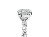 White gold 9 Carat Cushion Cut Diamond Ring with Marquise and Round  Side Stones and Four-Prong Setting_29