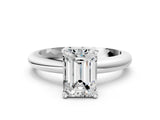 White gold 9 Carat Emerald Cut  Solitaire Engagement Ring with Round Band and Four-Prong Setting_144