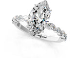 White gold 9 Carat Marquise Cut Diamond Ring with Marquise and Round  Side Stones and Four-Prong Setting_25