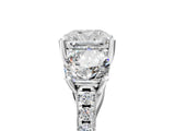 White gold 9 Carat Three-Stone Cushion Cut  Ring with Pavé Band and Prong Setting_5