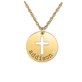 White gold Addison Round Pendant with Cross Cutout and Round Diamond Bezel Setting 1