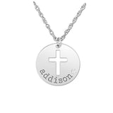 White gold Addison Round Pendant with Cross Cutout and Round Diamond Bezel Setting