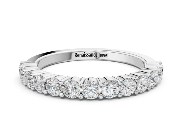 Platinum Alternating Round Diamond Promise Ring with Round Diamond Accents