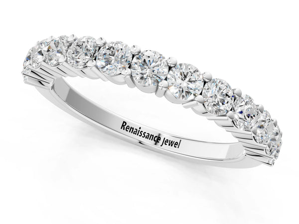 Platinum Alternating Round Diamond Promise Ring with Round Diamond Accents