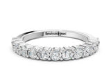 White gold Alternating Round Diamond Promise Ring with Round Diamond Accents