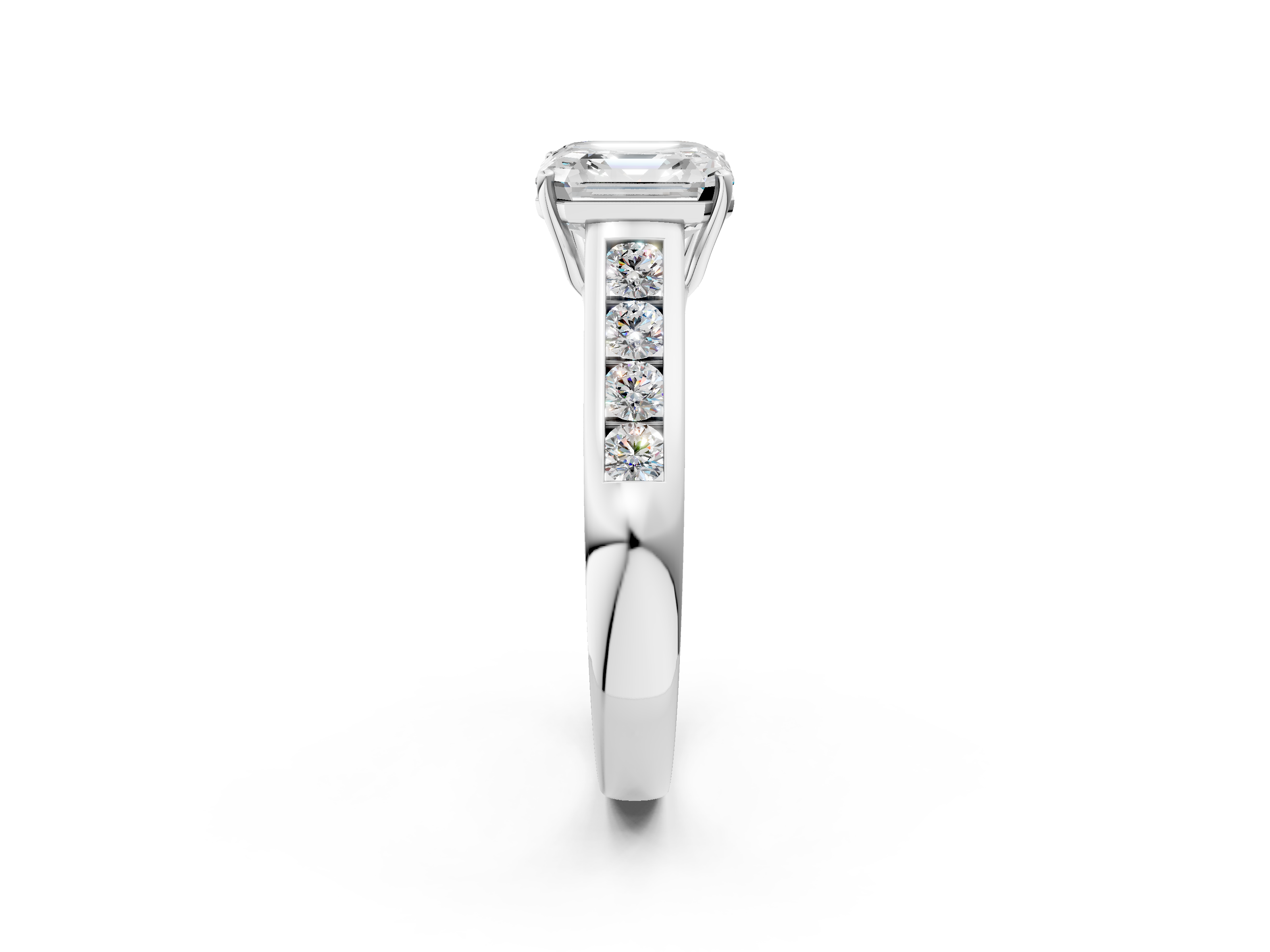 White gold Asscher Brilliant Channel-Set Solitaire Ring with Four-Prong Setting_55