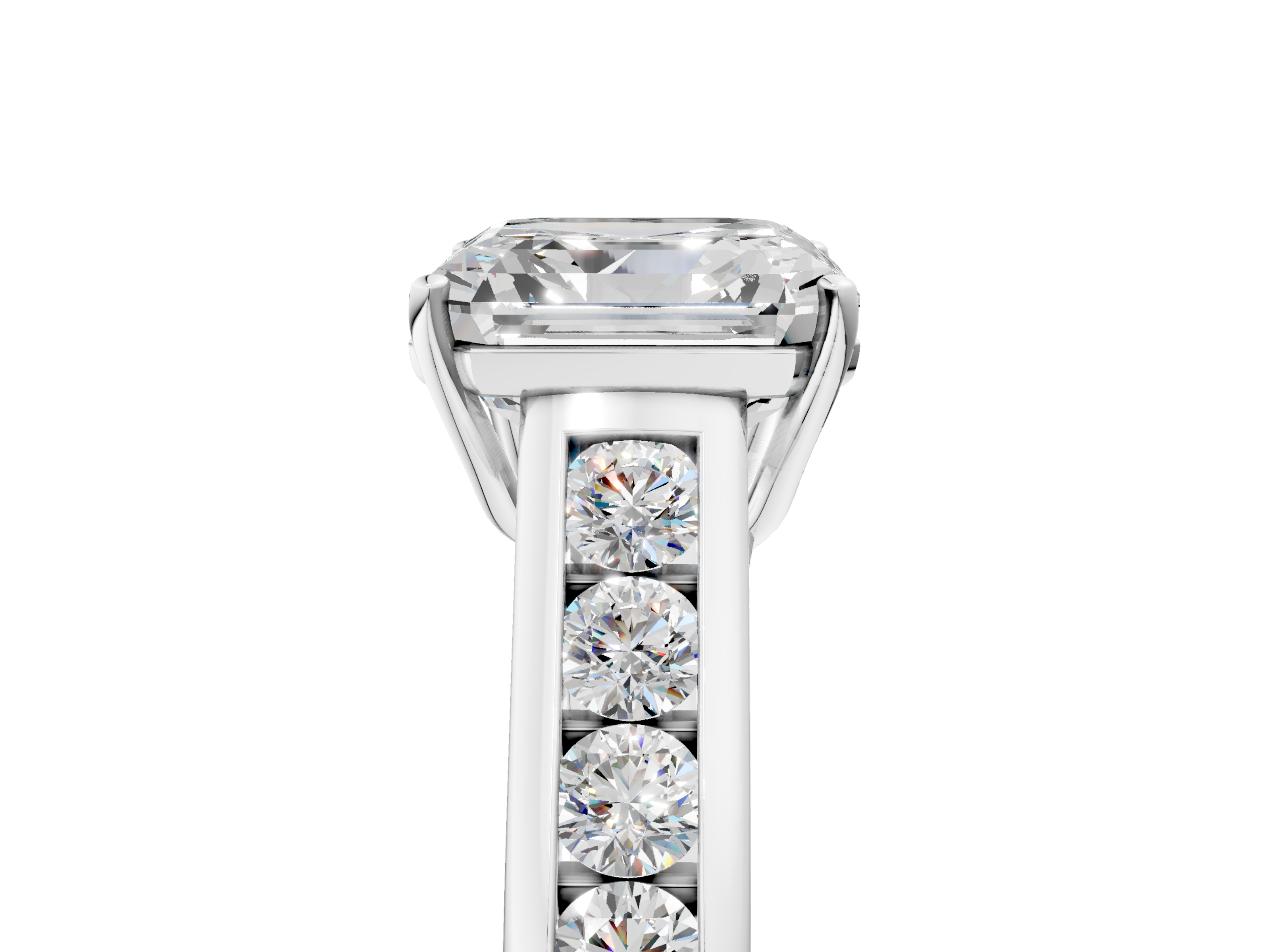 White gold Asscher Brilliant Channel-Set Solitaire Ring with Four-Prong Setting_58