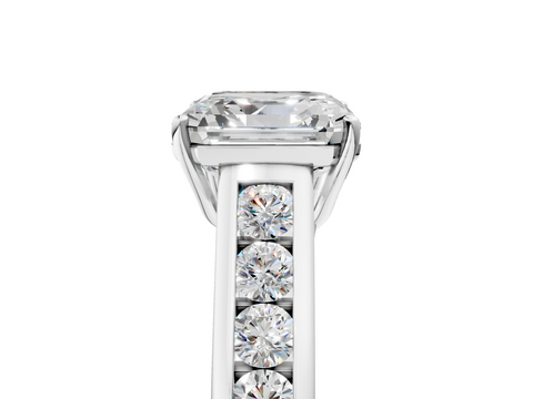 White gold Asscher Brilliant Channel-Set Solitaire Ring with Four-Prong Setting_58
