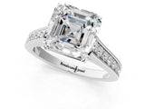 White gold Asscher Brilliant Cut Diamond Engagement Ring with Pavé Band and Four-Prong Setting_70