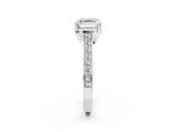 White gold Asscher Brilliant Cut Diamond Engagement Ring with Pavé Band and Four-Prong Setting_71
