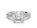 White gold Asscher Brilliant Cut Diamond Five-Stone Prong Set Engagement Ring with Channel Band_24
