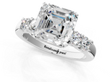 White gold Asscher Brilliant Cut Diamond Five-Stone Prong Set Engagement Ring with Channel Band_24
