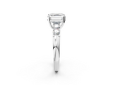 White gold Asscher Brilliant Cut Diamond Five-Stone Prong Set Engagement Ring with Channel Band_25