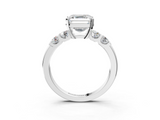 White gold Asscher Brilliant Cut Diamond Five-Stone Prong Set Engagement Ring with Channel Band_26