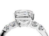 White gold Asscher Brilliant Cut Diamond Five-Stone Prong Set Engagement Ring with Channel Band_28