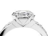 White gold Asscher Brilliant Diamond Channel Set Wide Band Ring with Bezel Setting_10