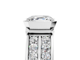 White gold Asscher Brilliant Diamond Channel Set Wide Band Ring with Bezel Setting_11