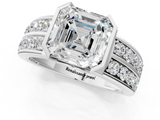 White gold Asscher Brilliant Diamond Channel Set Wide Band Ring with Bezel Setting_7