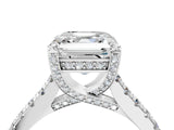 White gold Asscher Brilliant Diamond Solitaire with Pavé Band and Four-Prong Setting 5