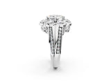 White gold Asscher Brilliant Flower Halo Diamond Split Shank Ring_102