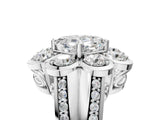White gold Asscher Brilliant Flower Halo Diamond Split Shank Ring_126
