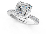 White gold Asscher Brilliant Pavé Band Solitaire with Four-Prong Setting_45