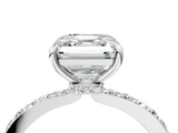 White gold Asscher Brilliant Pavé Band Solitaire with Four-Prong Setting_48