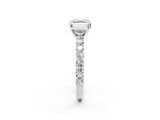 White gold Asscher Brilliant Solitaire with Pavé Band and Four-Prong Setting_6